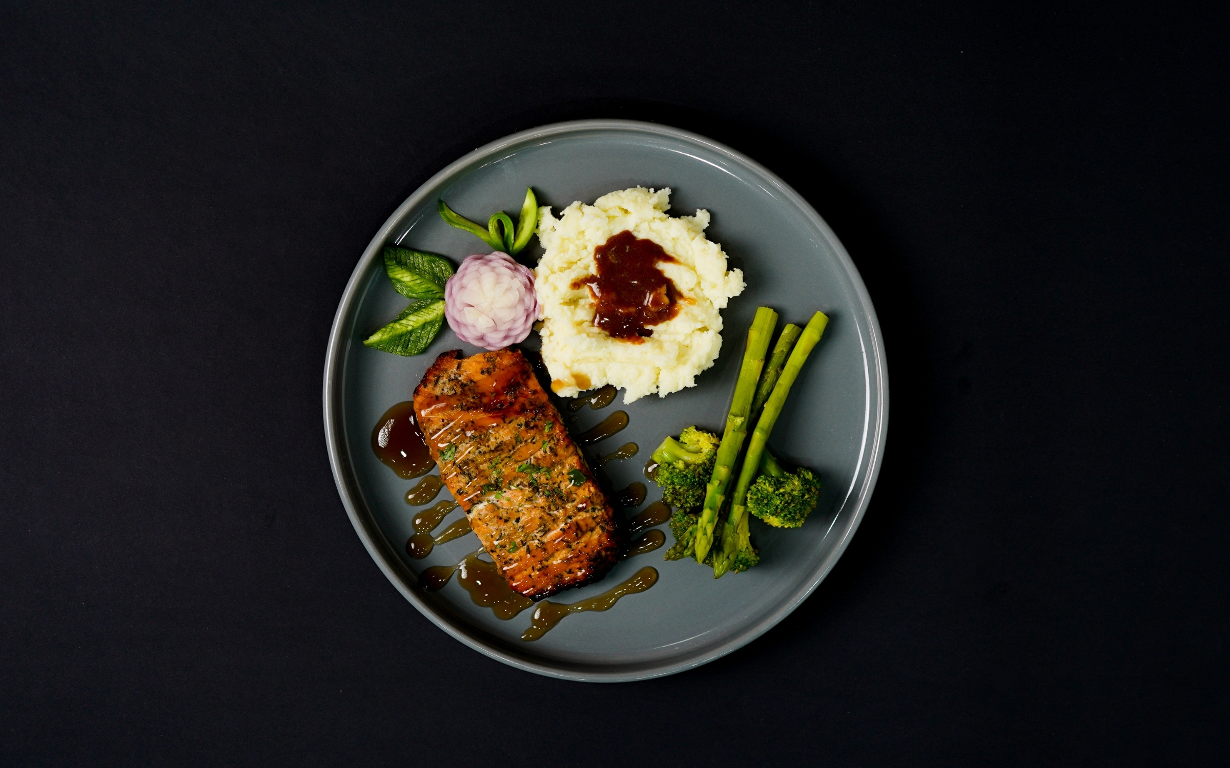 Grilled salmon with teriyaki sauce